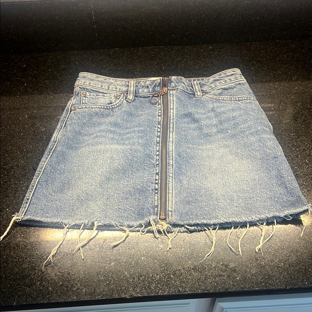 We the Free Denim Mini Skirt with Frayed Hem